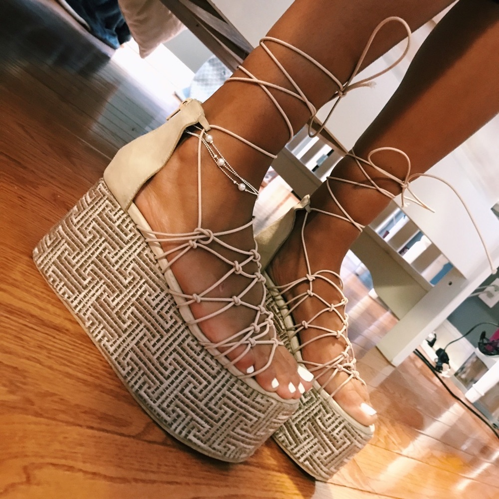 Jeffrey Campbell tie up platform wedges