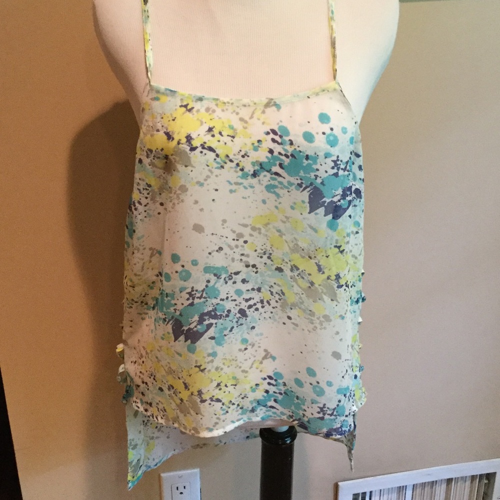 White, Yellow & Blue $ Teal Silky Tank Top