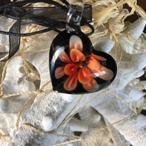 Heart shaped glass necklace from Venice