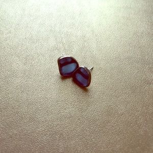 Navy blue sea glass earrings
