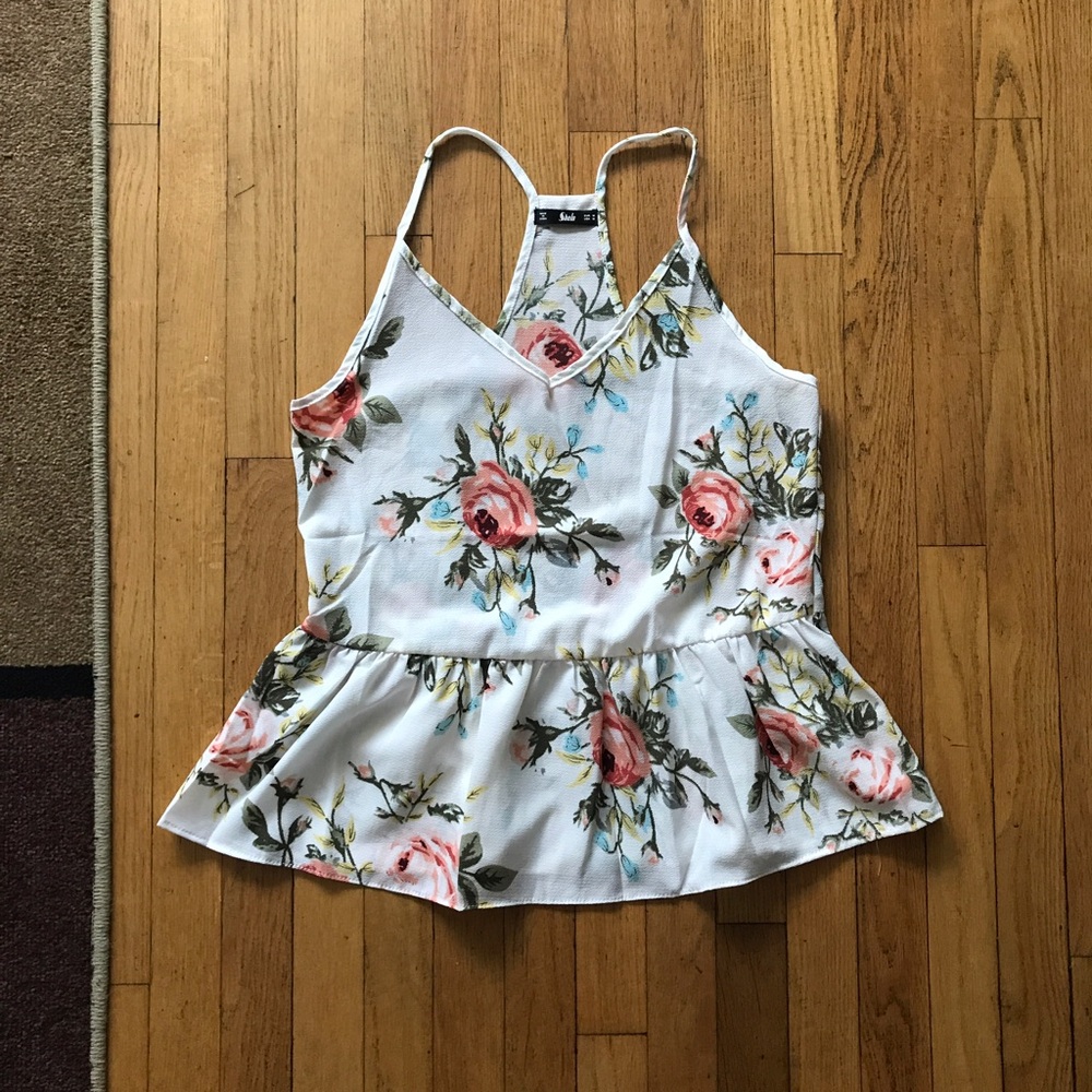 Rose printed peplum top