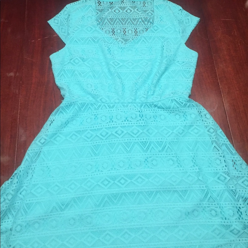 Teal short dress.