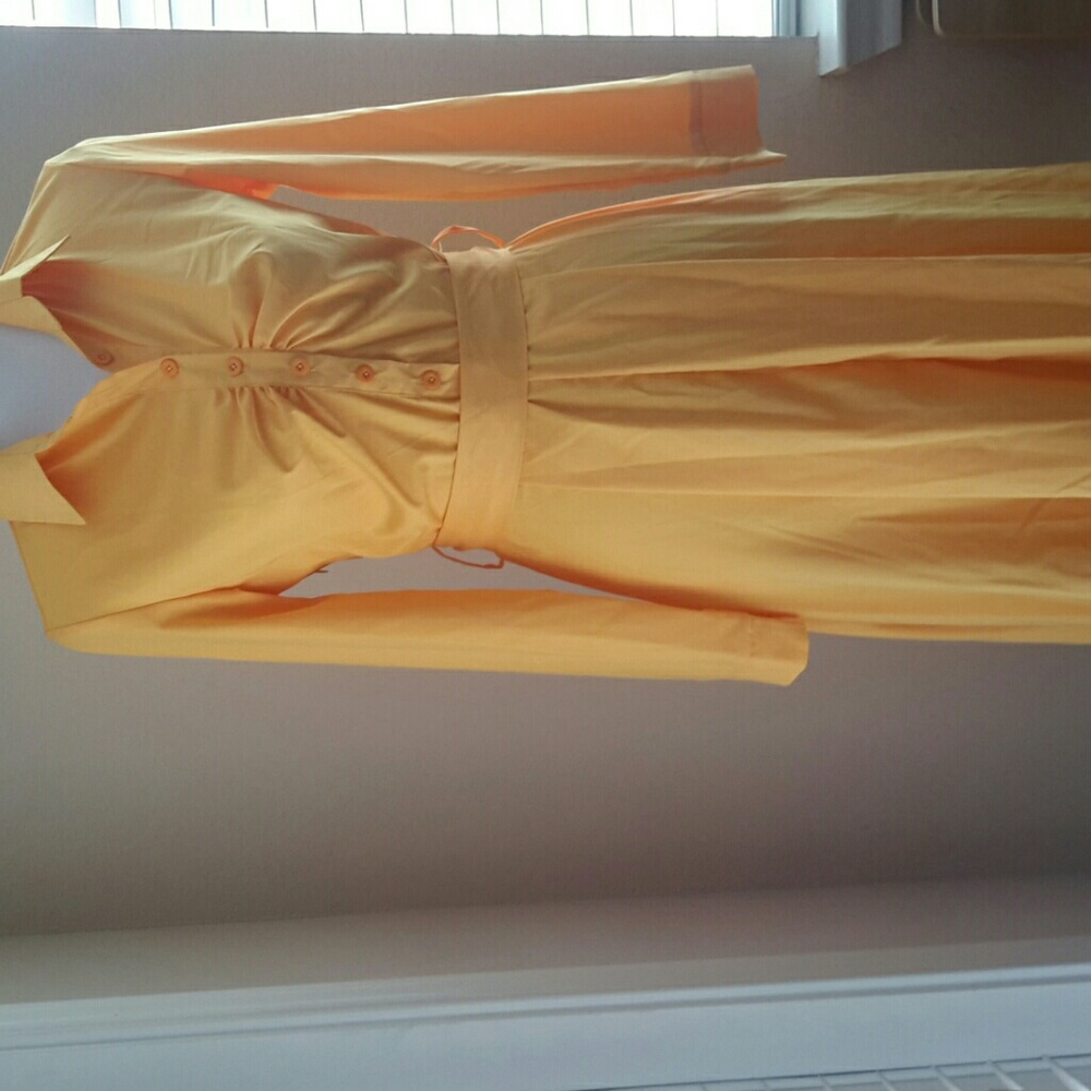 Yellow long sleeve belted dress