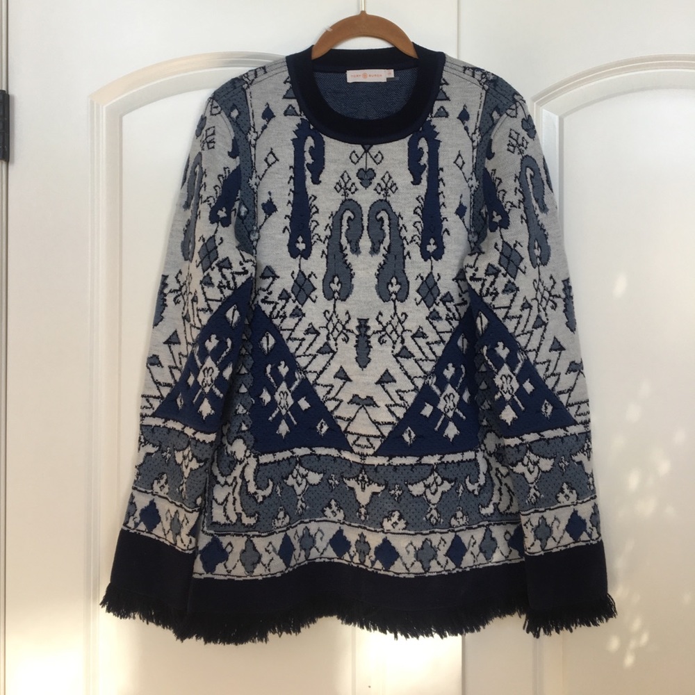 Tory Burch Blue Tapestry Sweater