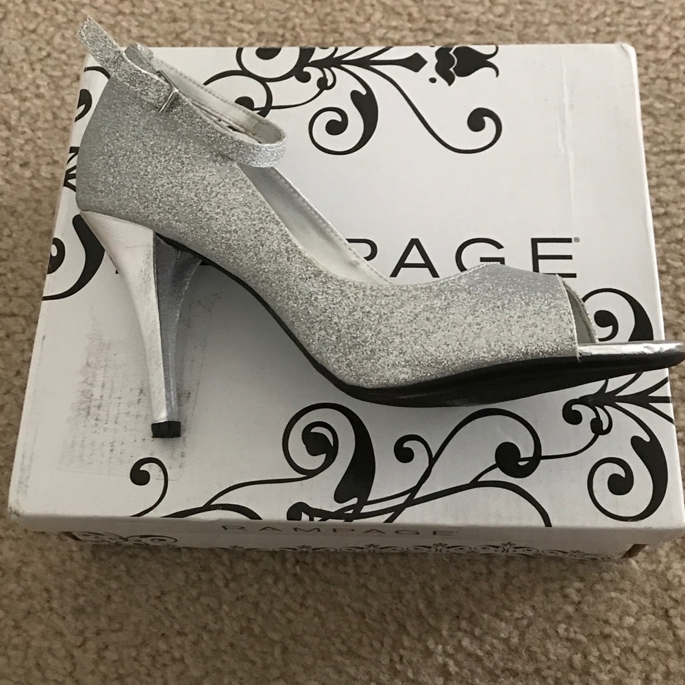 Silver Ankle strap shoes