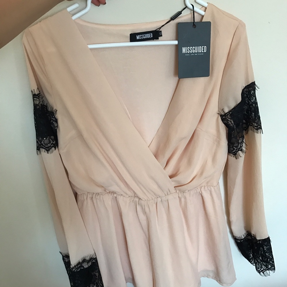 Missguided pink lace romper