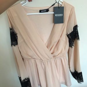 Missguided pink lace romper