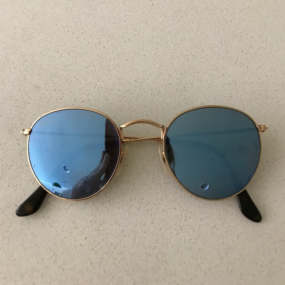 Ray Ban blue mirrored circle glasses