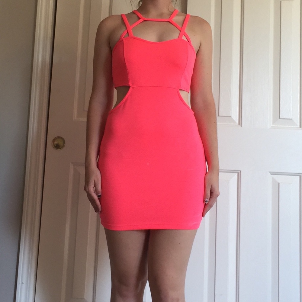 Solemio Pink Strappy Cutout Dress