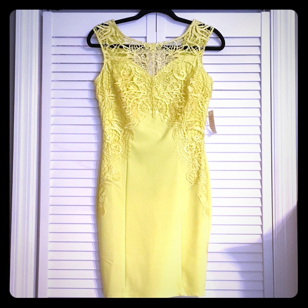 Venus Lemon Yellow Lace Dress