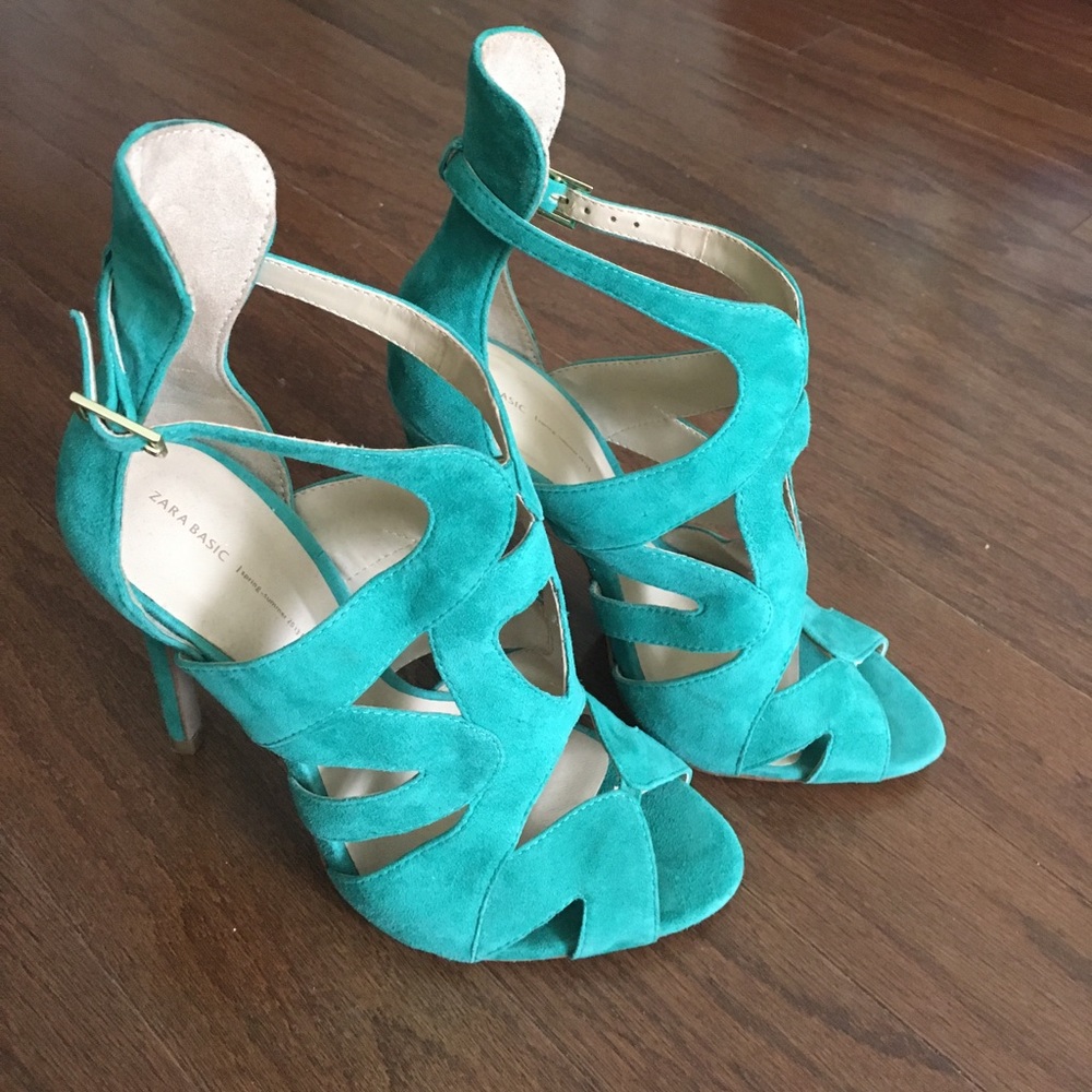 Zara turquoise suede shoes