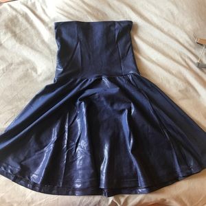 Strapless American Apparel Metallic Blue Dress