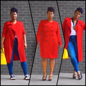 Red Coat (can be worn as dress (missing a button)