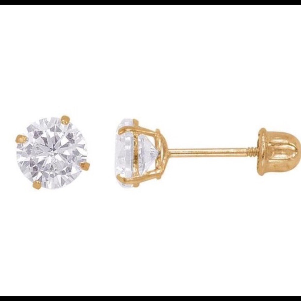 14 k yellow gold cz studs with screw backs