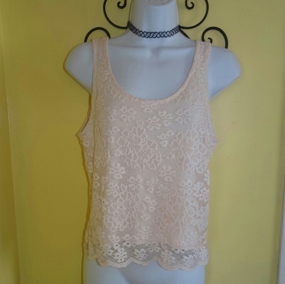 Topshop Ivory Cream Lace Top - Picture 1 of 5