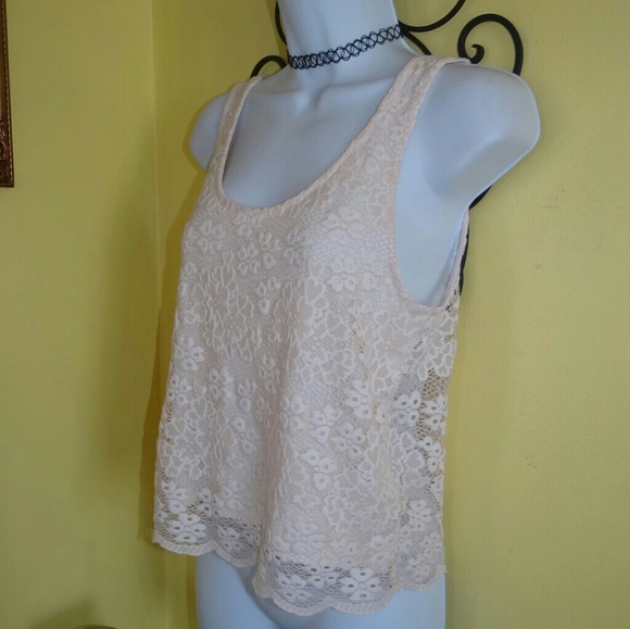 Topshop Ivory Cream Lace Top - Picture 2 of 5