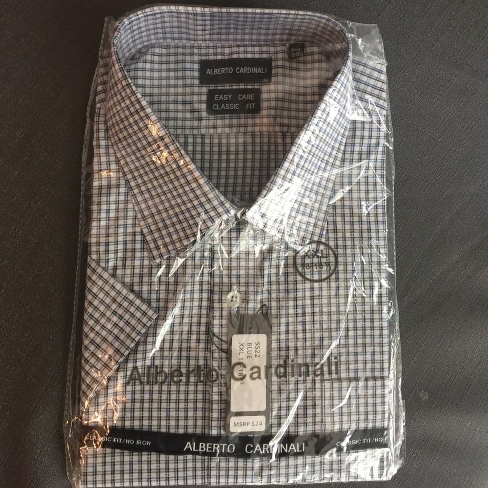 NWT Alberto Cardinals plaid shirt sz XXL 18-181/2