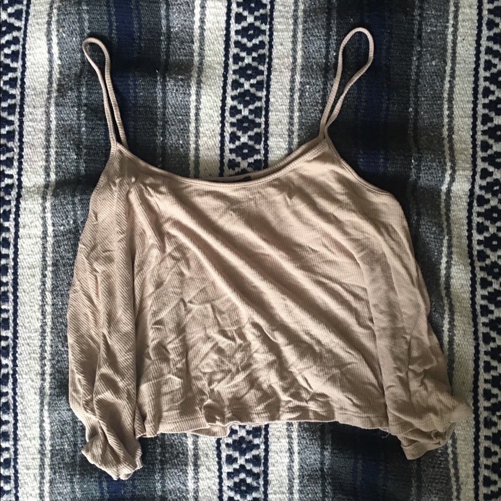 Tan Flowy Strappy Crop Top