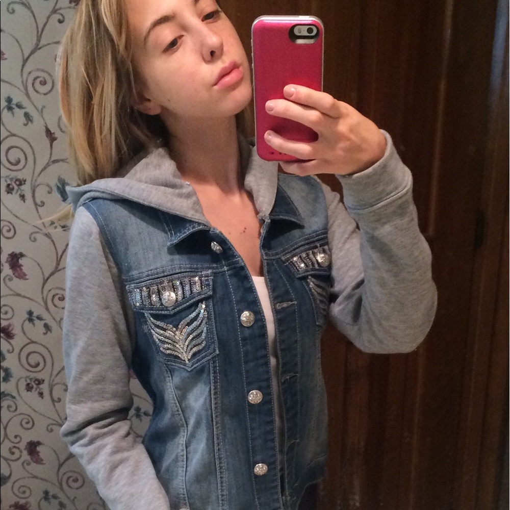 Miss Me Kids Hooded Denim Jacket