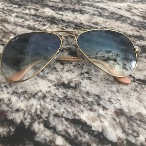 Authentic Rayban Gold Light Blue Gradient Aviators