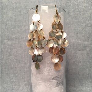 Real Capiz Shell Chandelier Statement Earrings