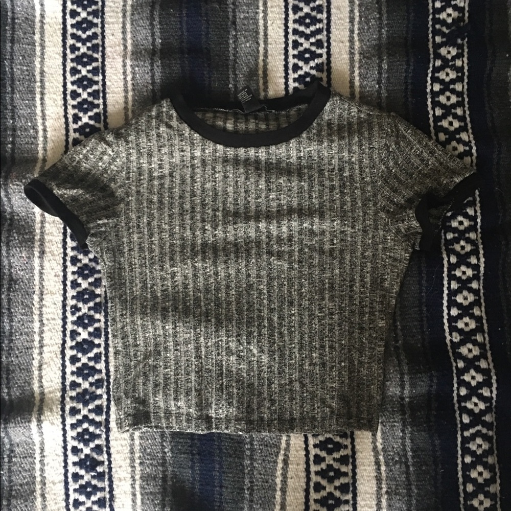 Heather Grey Textured Crop Top