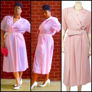 Light Pink Polka Dot Midi Dress