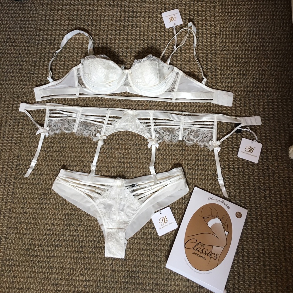 Honey Birdette luxury lingerie set in ivory lace