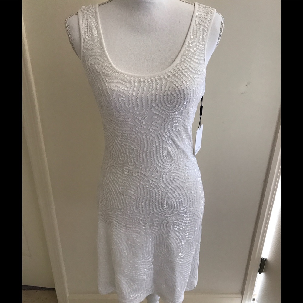 Calvin Klein White Sequined Cocktail Tank Dress - Picture 6 of 6