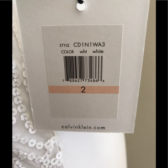 Calvin Klein White Sequined Cocktail Tank Dress - Picture 4 of 6