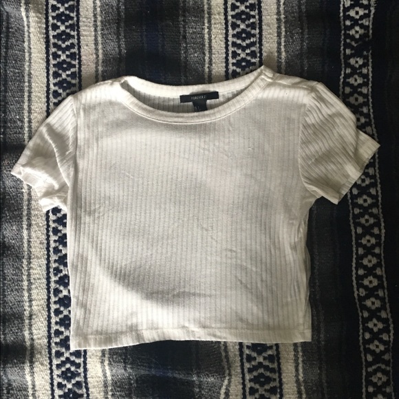 Forever 21 Tops - White textured crop top