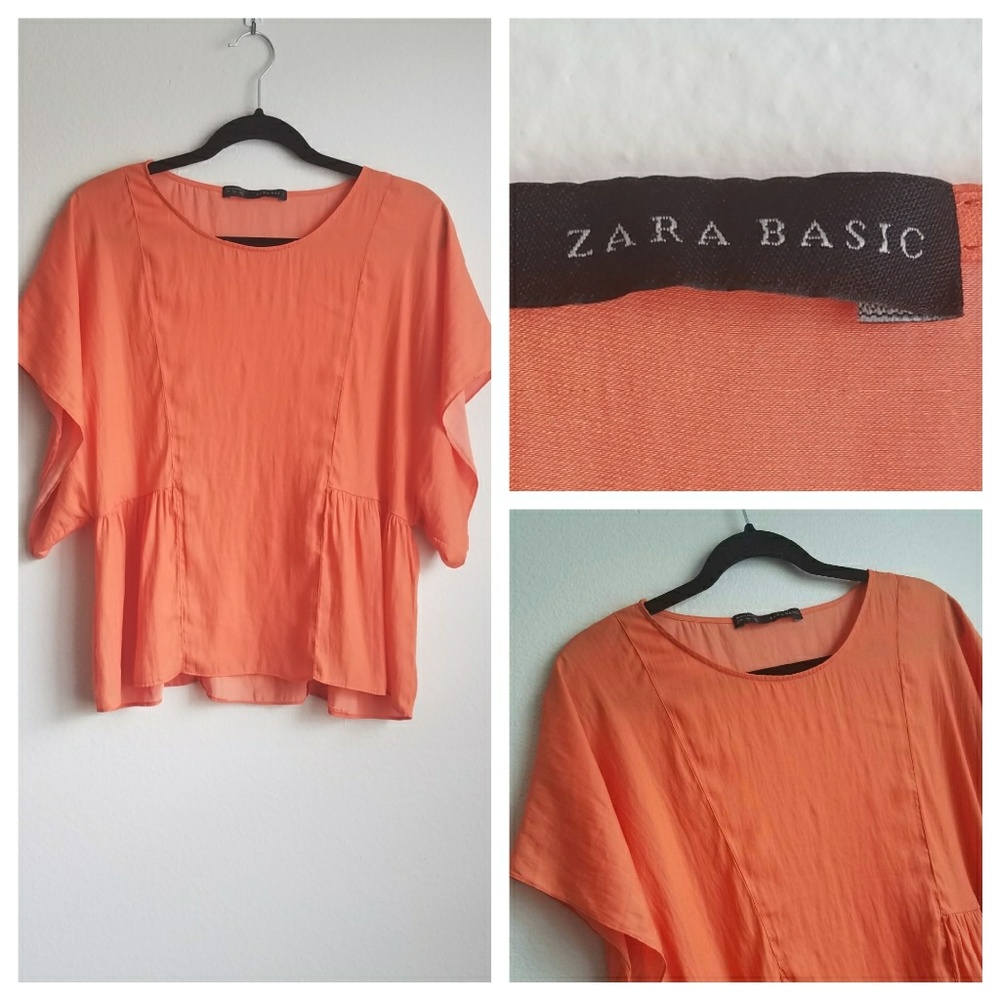 Zara Basic Orange Loose Fit Bloose