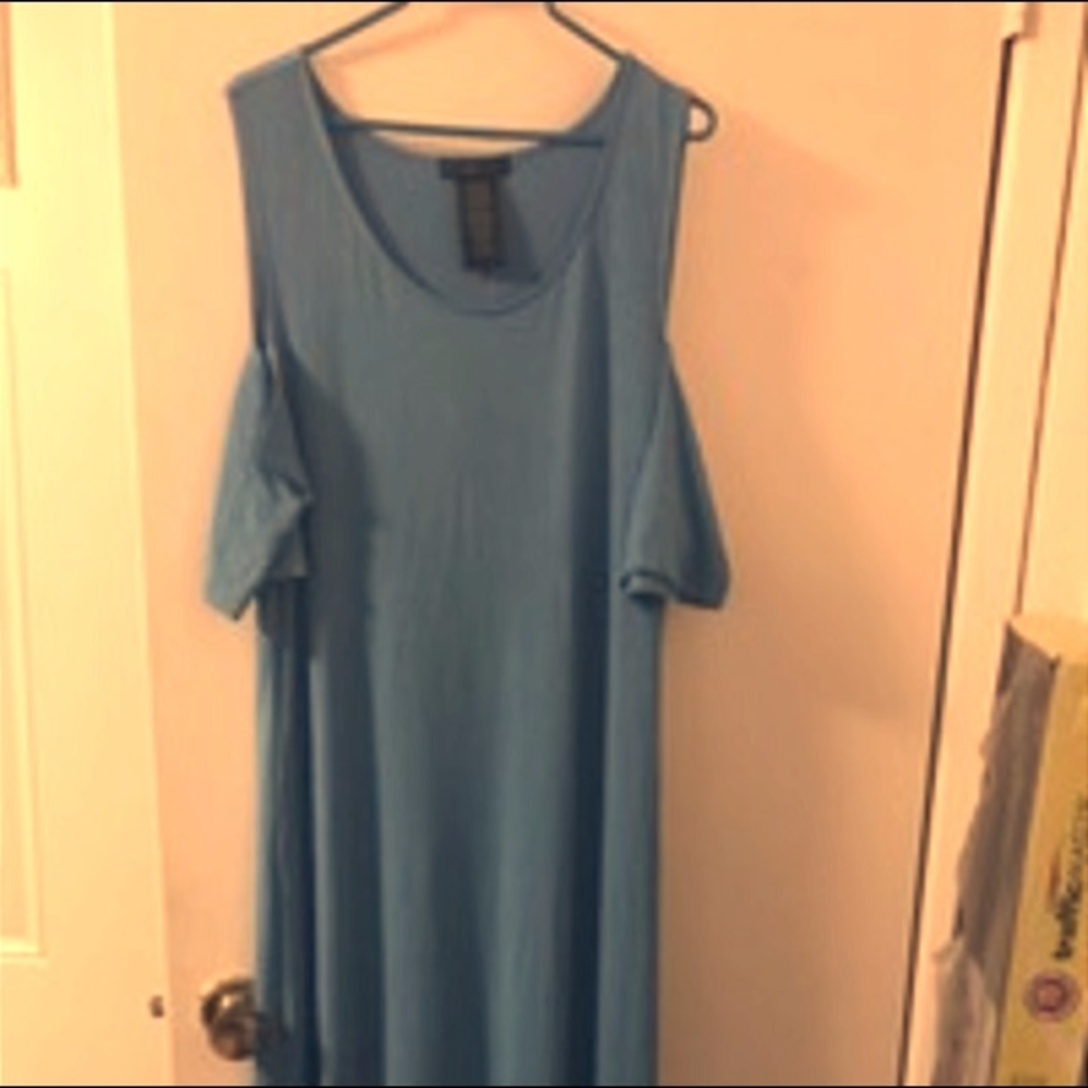 Blue Cold Shoulder Maxi Dress