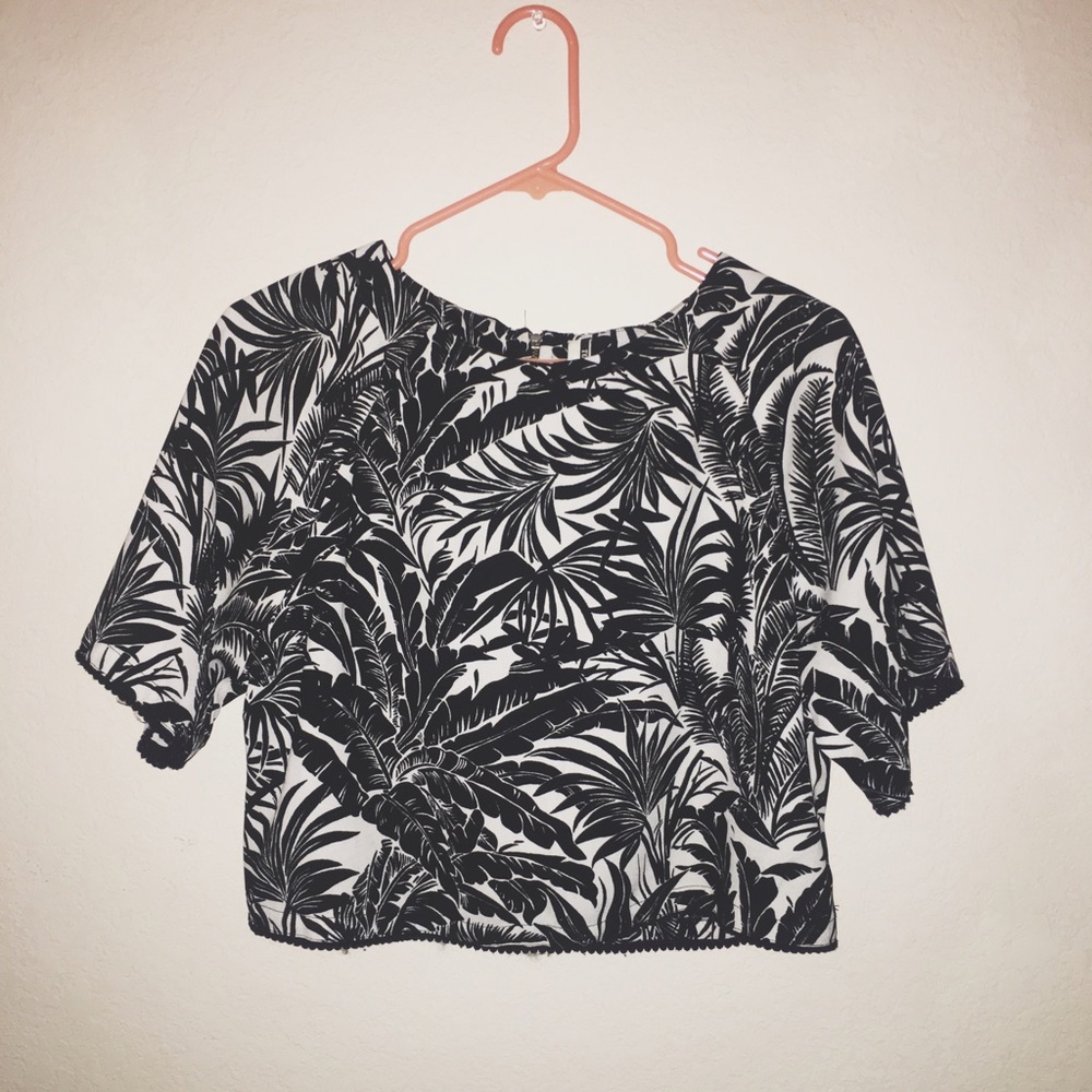 Palm Tree Patterned Crop Top