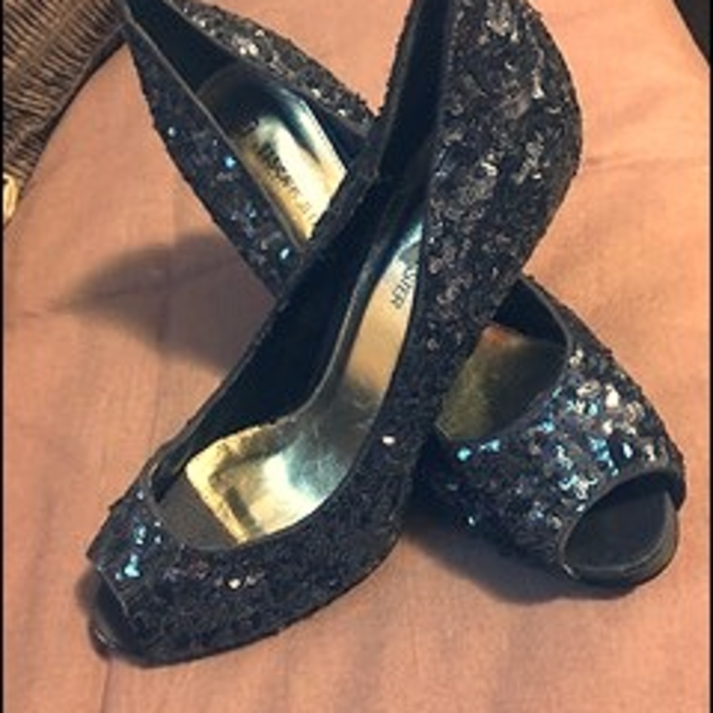 Navy Blue Sequence Heels