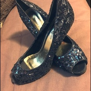 Navy Blue Sequence Heels