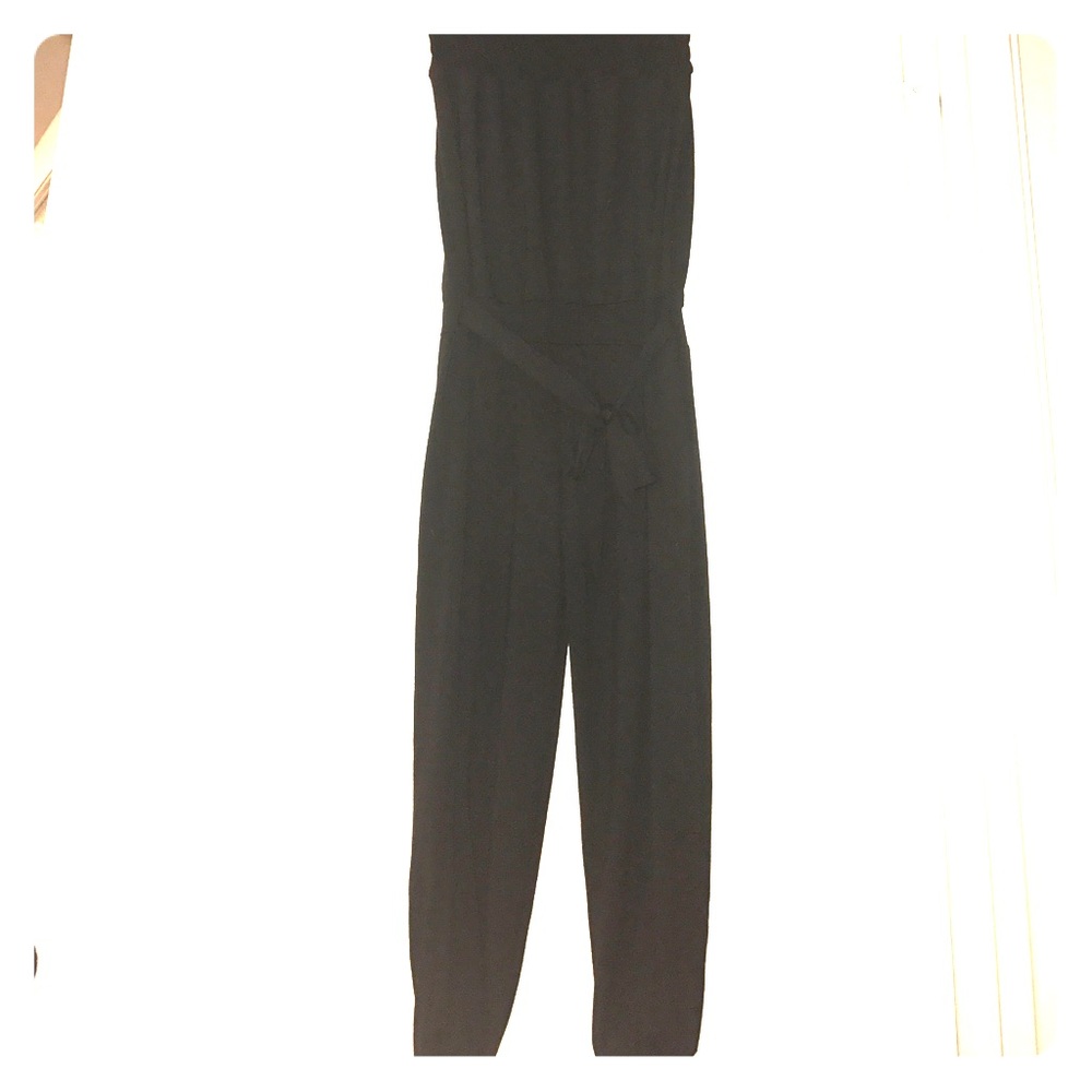 Black Strapless Pants Romper