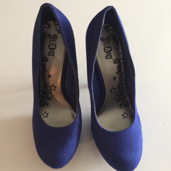 Shoes - Blue Suede Platform Pumps from  Brash