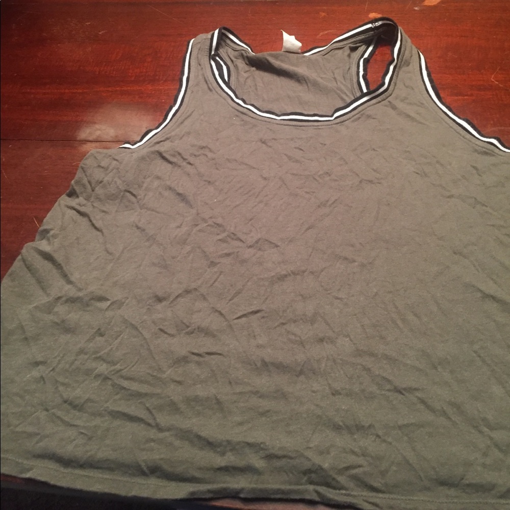 Sorry it's wrinkled. Army green tank top.