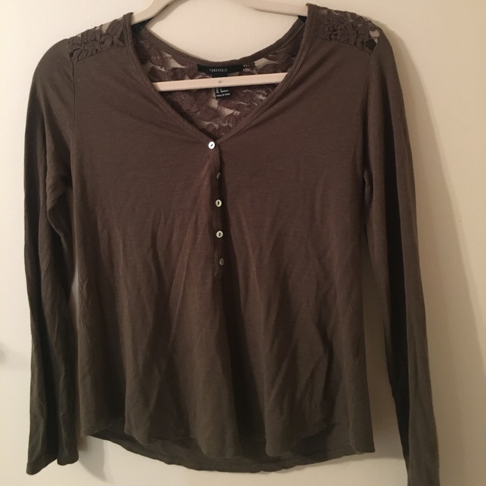 Olive green long sleeve.