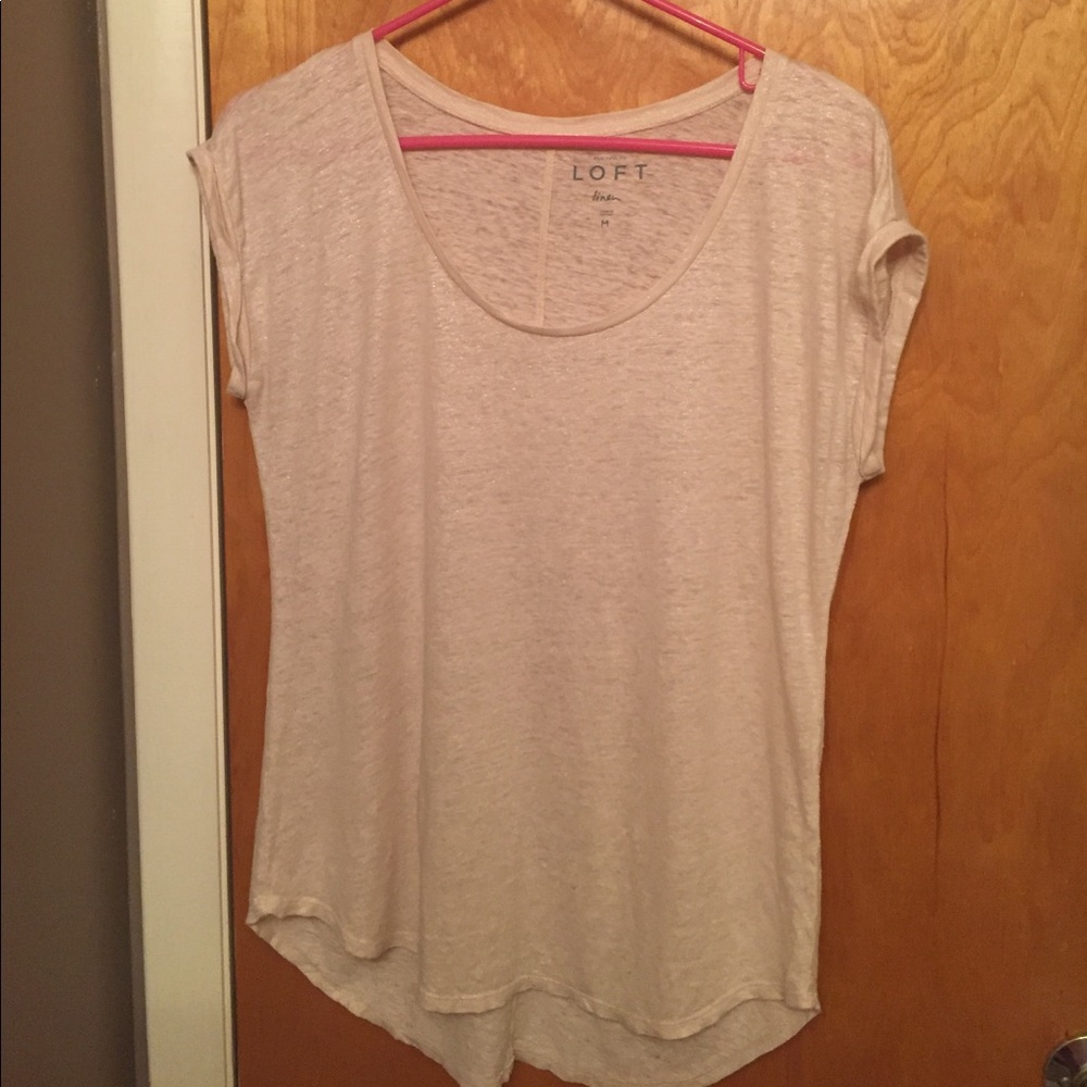 Cream linen tee with gold sparkles - SIZE M