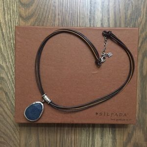 Silpada Multi Leather Strand Blue Stone Necklace