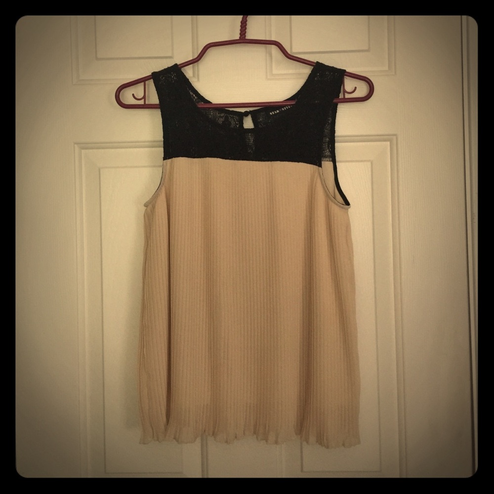 STAR STYLE Partial Lace Sleeveless Blouse