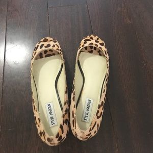 Steve Madden leopard print peep toe wedges
