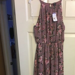 Long mauve floral dress