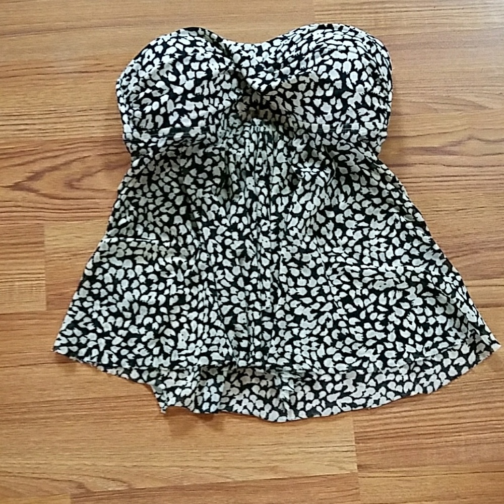 Tankini top, sz S; black and white