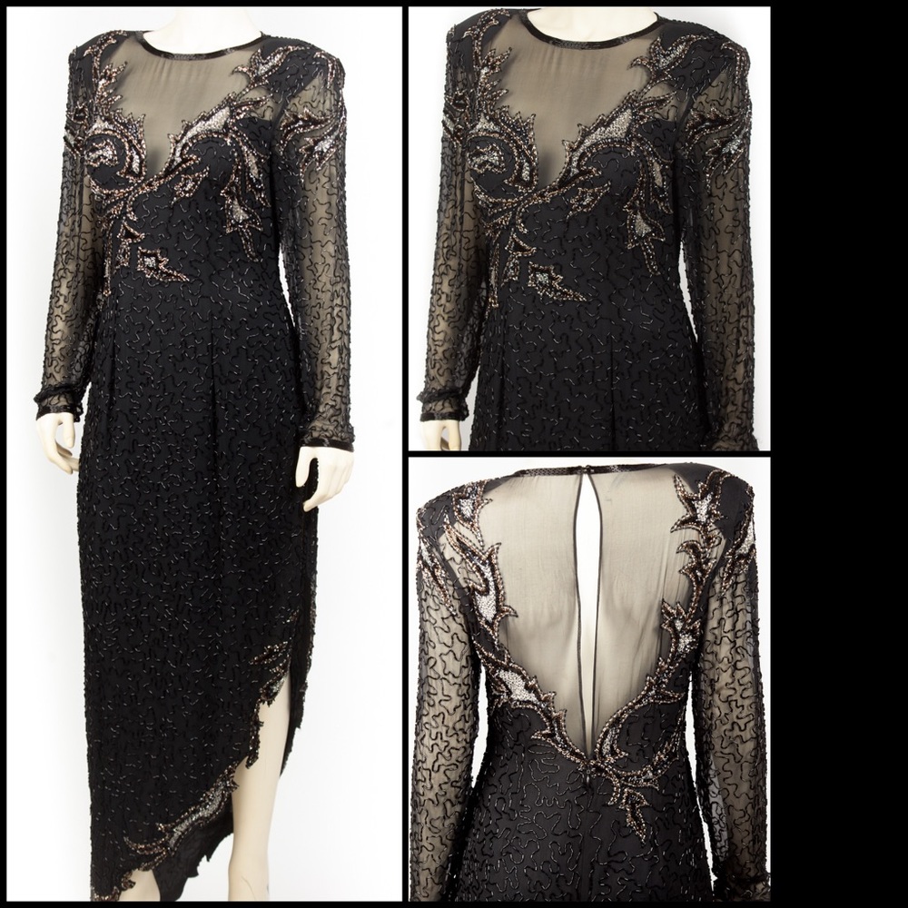 Asymmetrical Black Sequin Dress