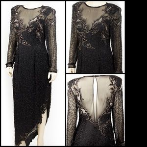 Asymmetrical Black Sequin Dress