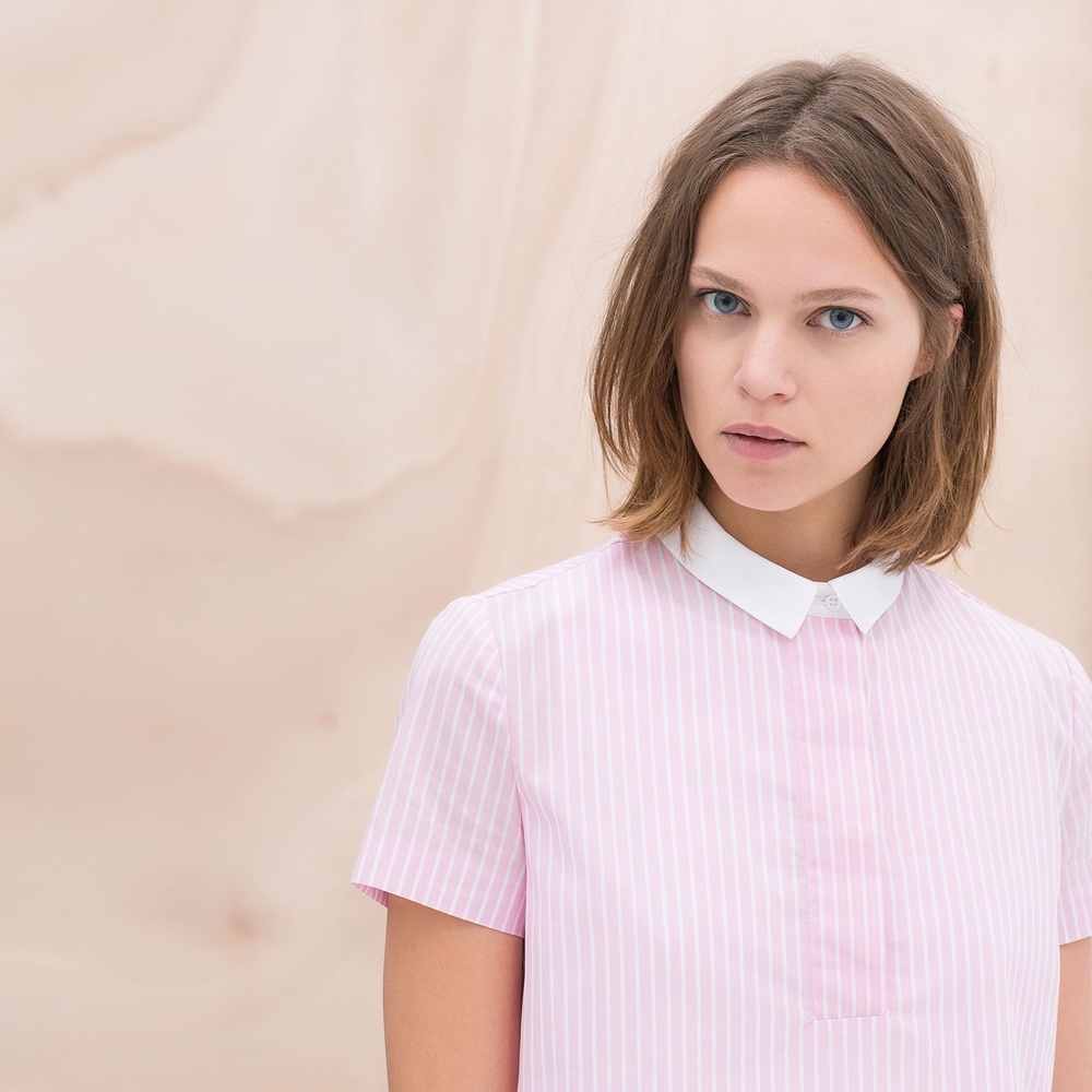 Zara Trafaluc Pink Striped Shirt