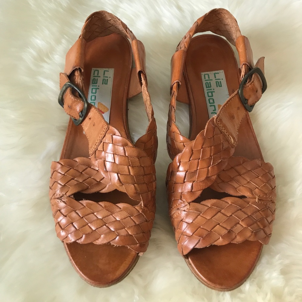 Vintage Liz Claiborne leather woven sandals, sz 4M